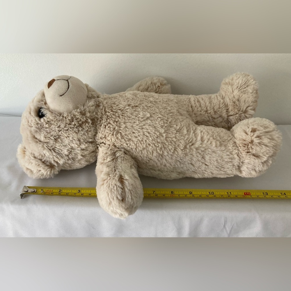 Spark Create Imagine 13” Teddy Bear Plush Cream Oatmeal Ribbed Feet Walmart. - Picture 7 of 11